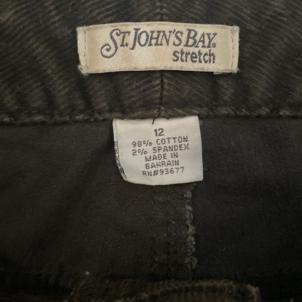 St. Johns Bay Stretch Bootcut Corduroy Pants Womens 12 Dark Green - Picture 2 of 5
